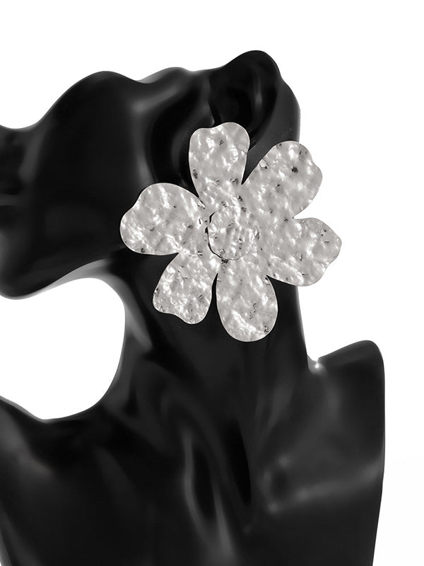 Boucles d'oreilles à coupe irrégulière, en forme de fleur