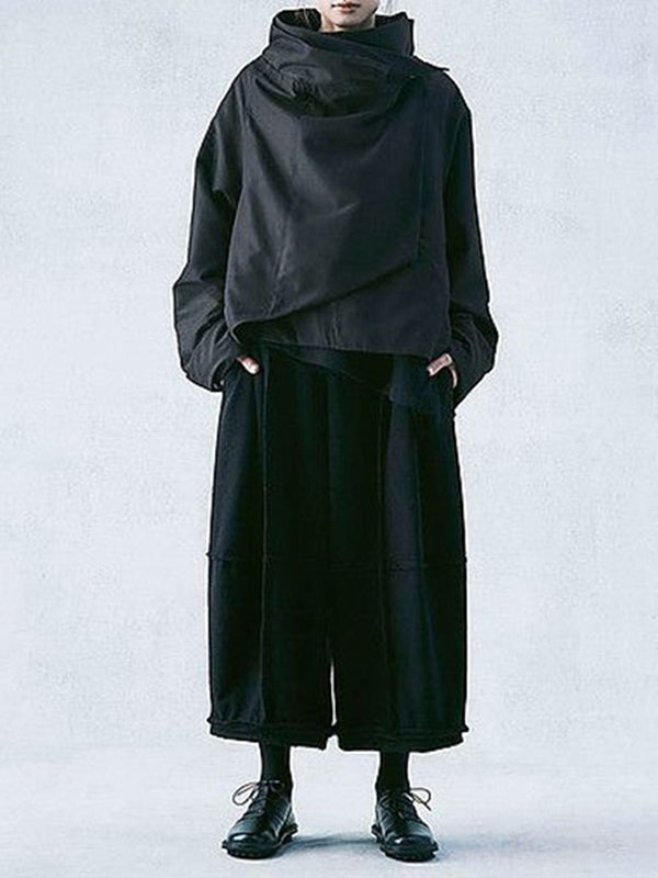 Veste décontractée ample noire à col montant