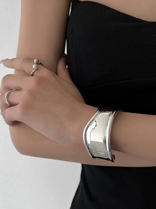 Bracelet géométrique à coupe irrégulière, couleur unie