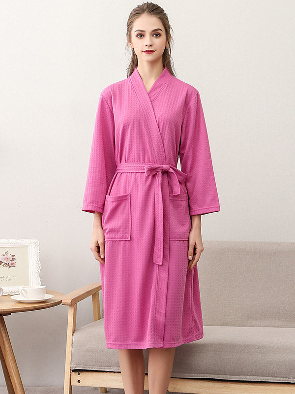 Robe de pyjama fine à bandage solide et confortable