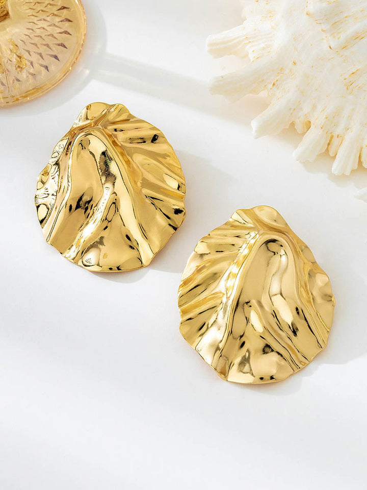 Boucles d'oreilles géométriques plissées brillantes