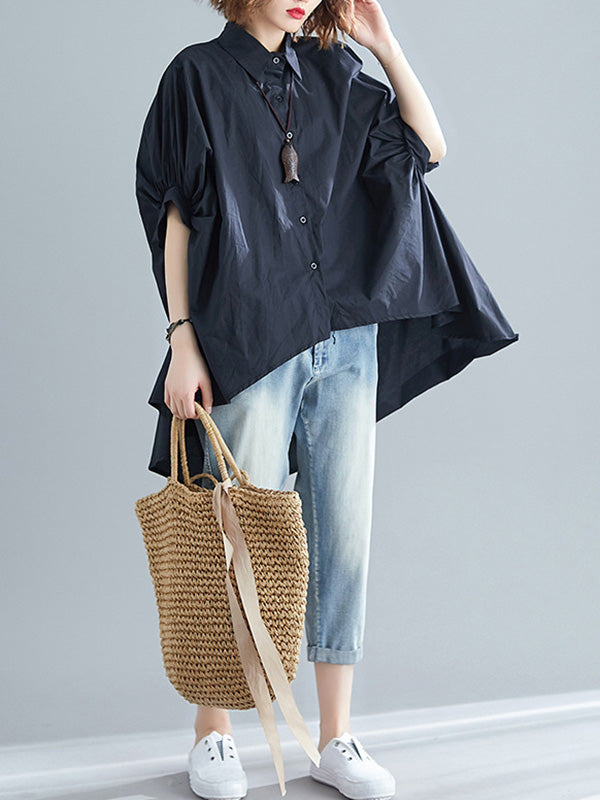 Chemise irrégulière à manches chauve-souris, surdimensionnée, haute et basse