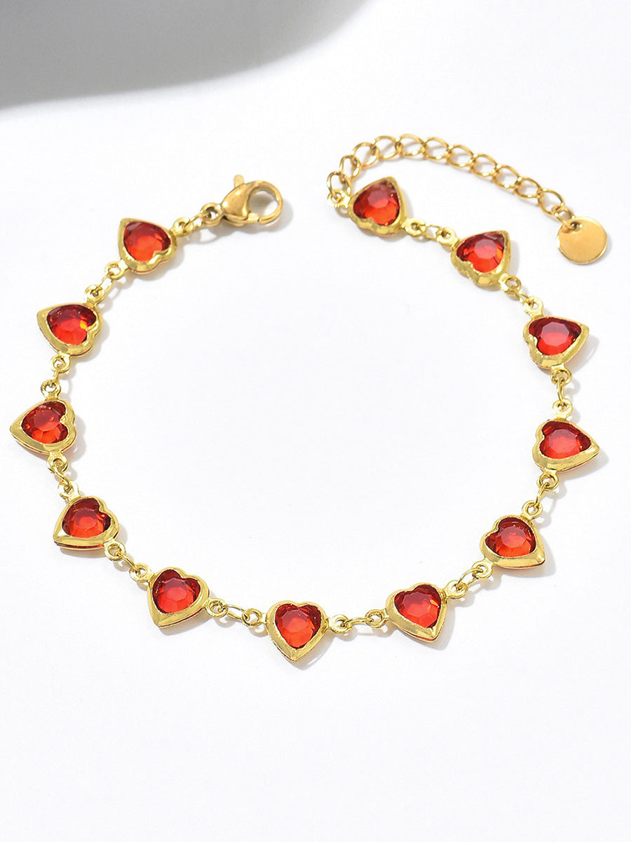 Ensemble deux pièces en forme de cœur – bracelet + collier