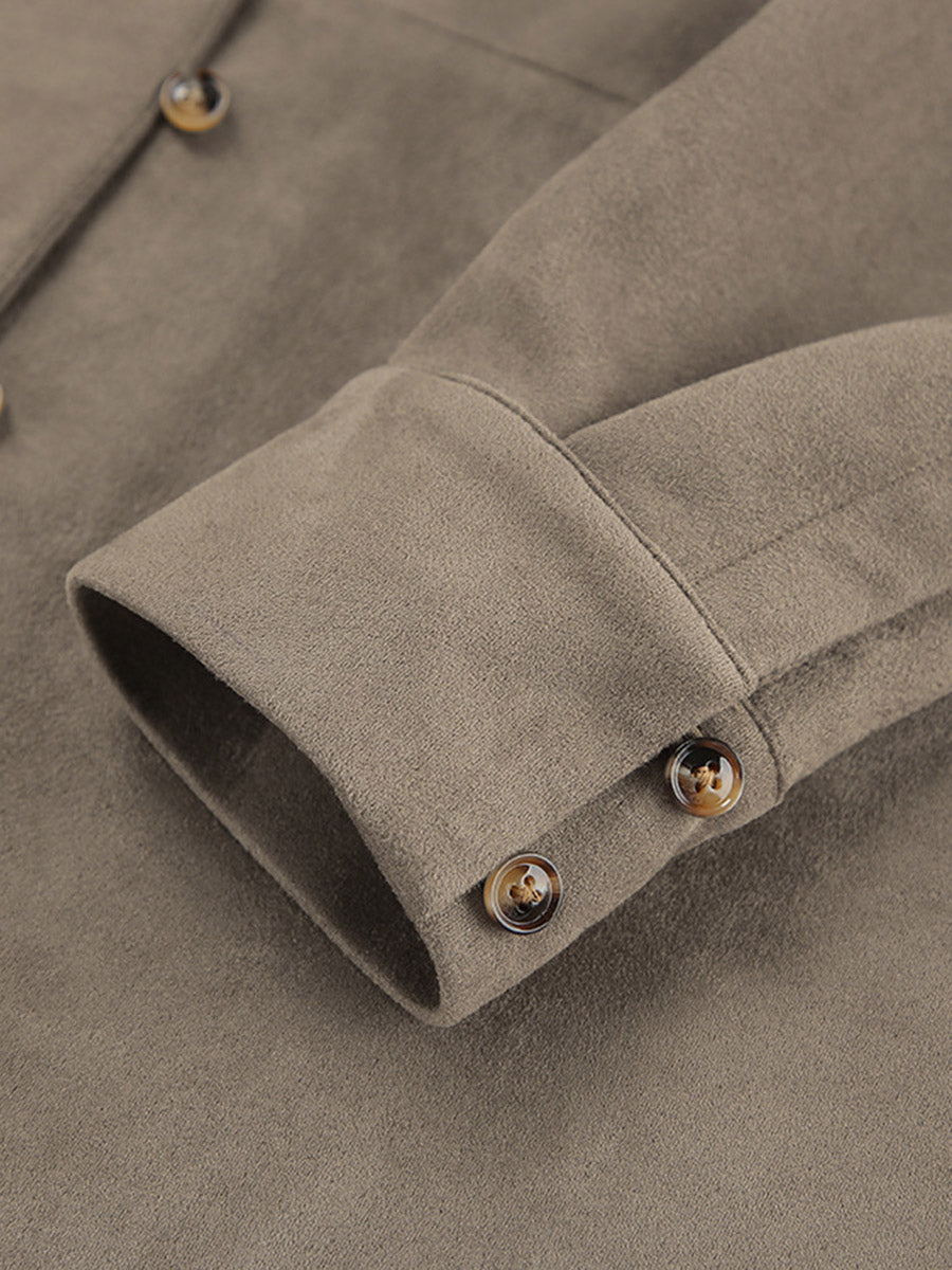 Chemisiers à manches longues amples, boutonnés, de couleur unie et à revers fendu – Chemises Hauts Vêtements d'extérieur
