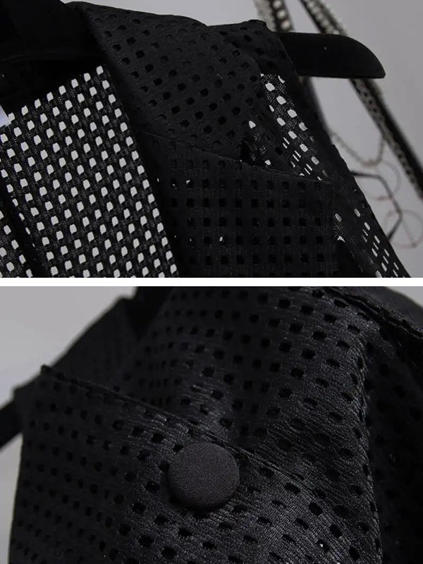 Original Simple décontracté couleur unie gilet creux vêtements d'extérieur
