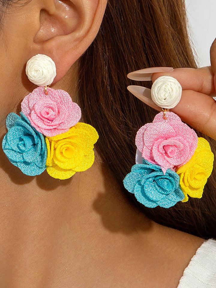 Boucles d'oreilles pendantes en forme de fleur