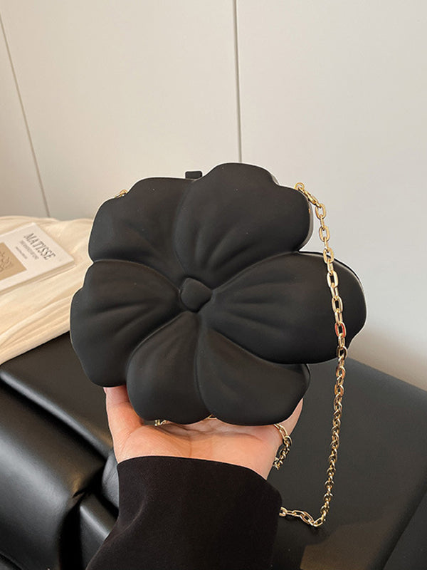 Sac bandoulière brillant à chaîne, en forme de fleur
