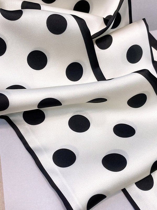 Bandeau pour cheveux et écharpe en soie imprimés à pois vintage