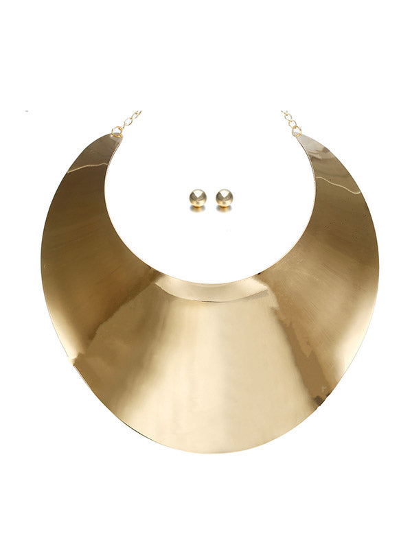 Ensemble trois pièces géométrique – collier + boucles d'oreilles + bracelet