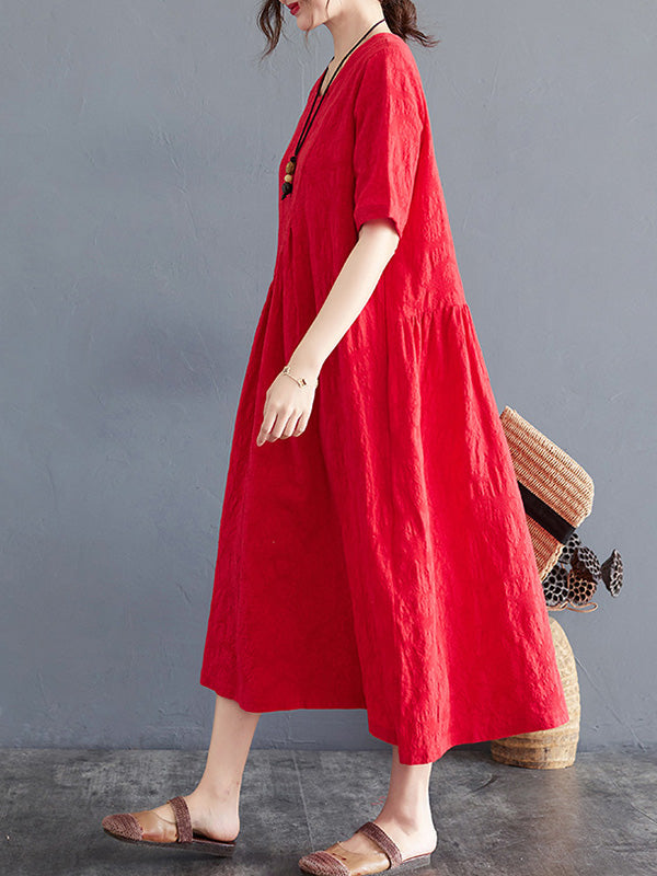 Robe irrégulière de couleur unie en mélange de coton