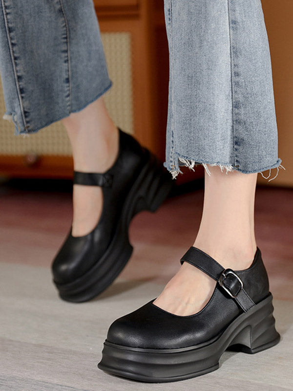 Chaussures à plateforme Mary Janes avec boucle de ceinture