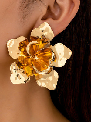 Boucles d'oreilles pendantes en forme de fleur, couleur unie