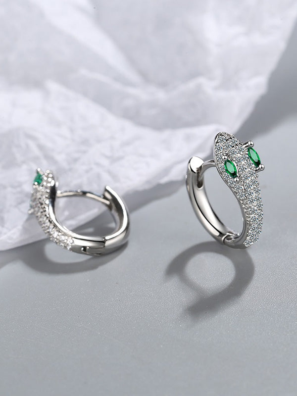 Boucles d'oreilles à strass, en forme de serpent
