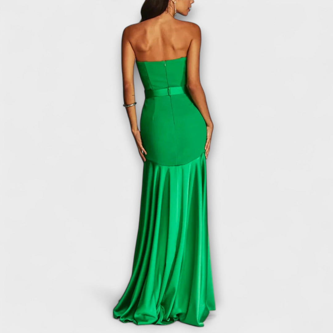 Vadena – Robe maxi sans épaules avec décolleté en V
