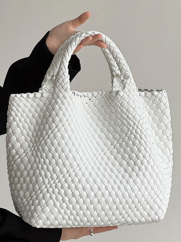 Sac à main tressé couleur unie