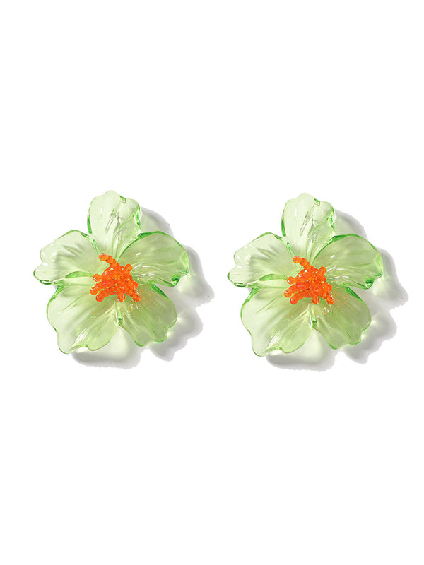 Accessoires de boucles d'oreilles légèrement transparentes en forme de fleur