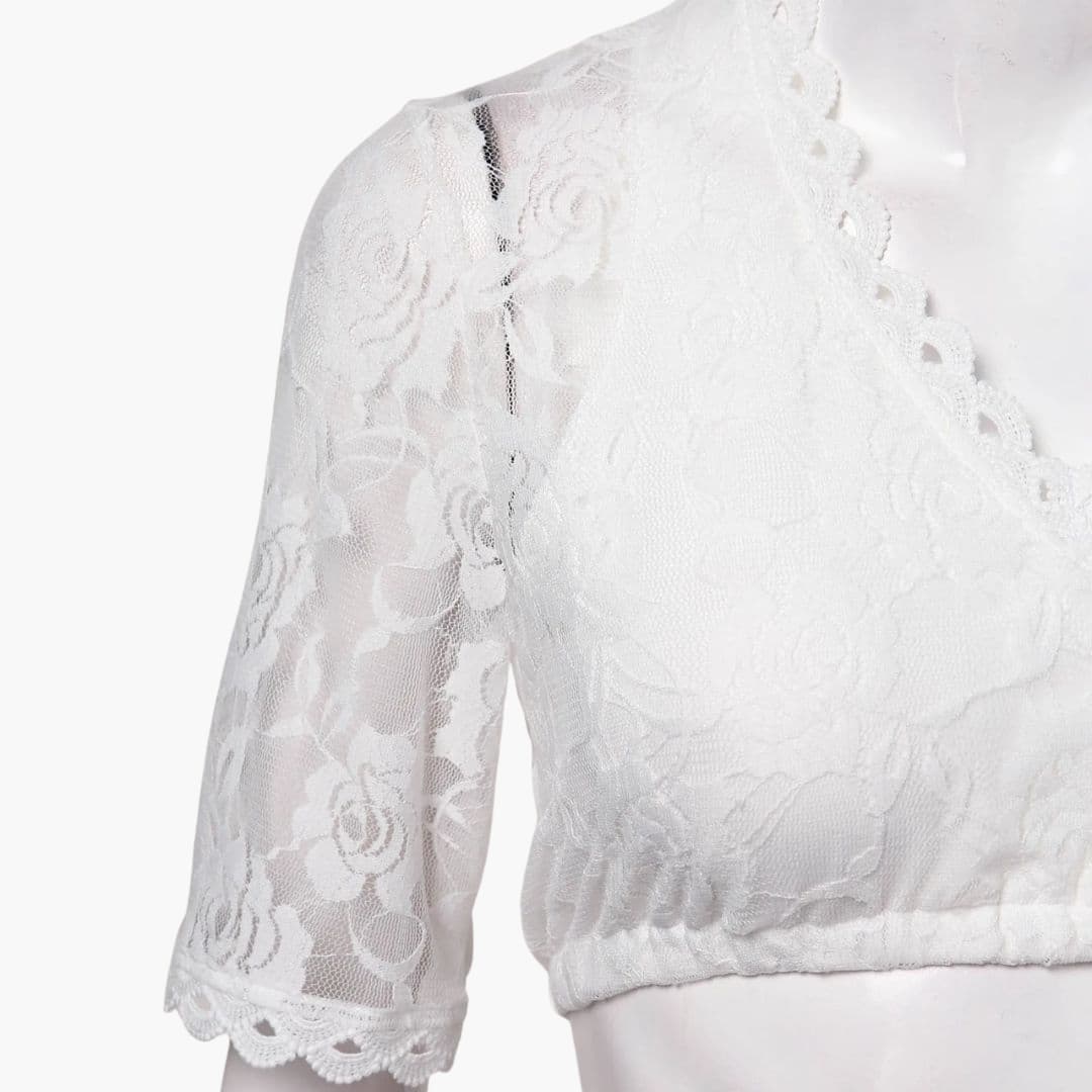 Blouse dirndl à décolleté en V en dentelle pour femmes - Oktoberfest 2025