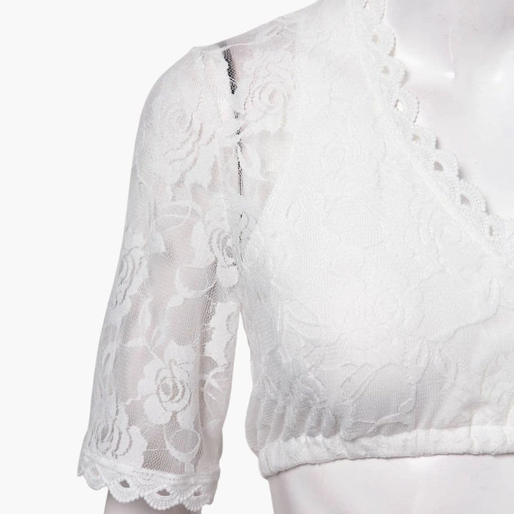 Blouse dirndl à décolleté en V en dentelle pour femmes - Oktoberfest 2025