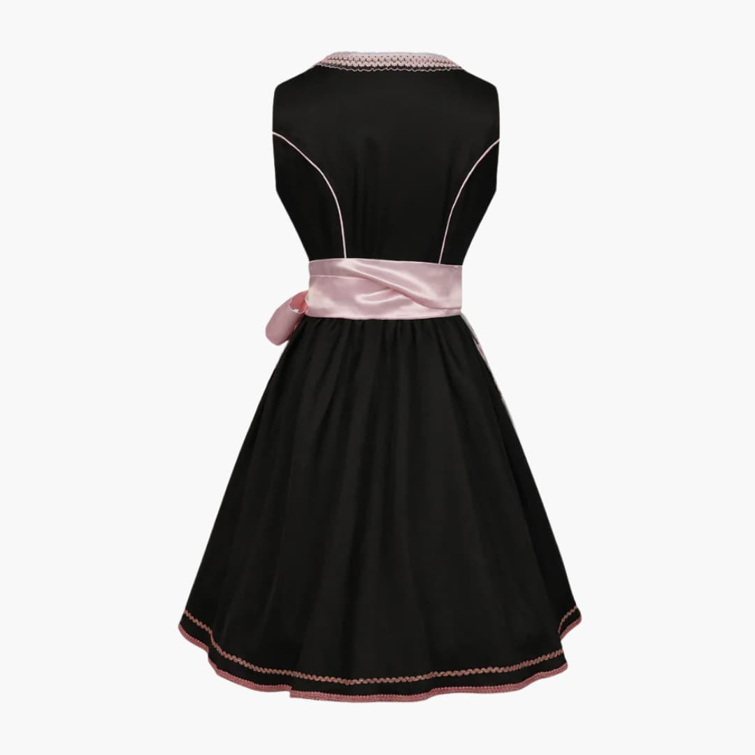 Robe Dirndl brodée avec ceinture en satin pour femmes - Oktoberfest 2025