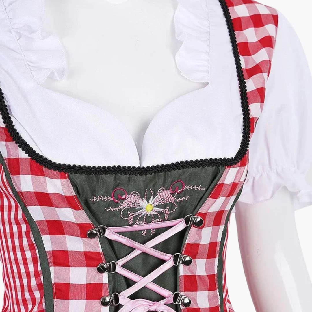 Robe dirndl traditionnelle avec tablier pour femmes - Oktoberfest 2025