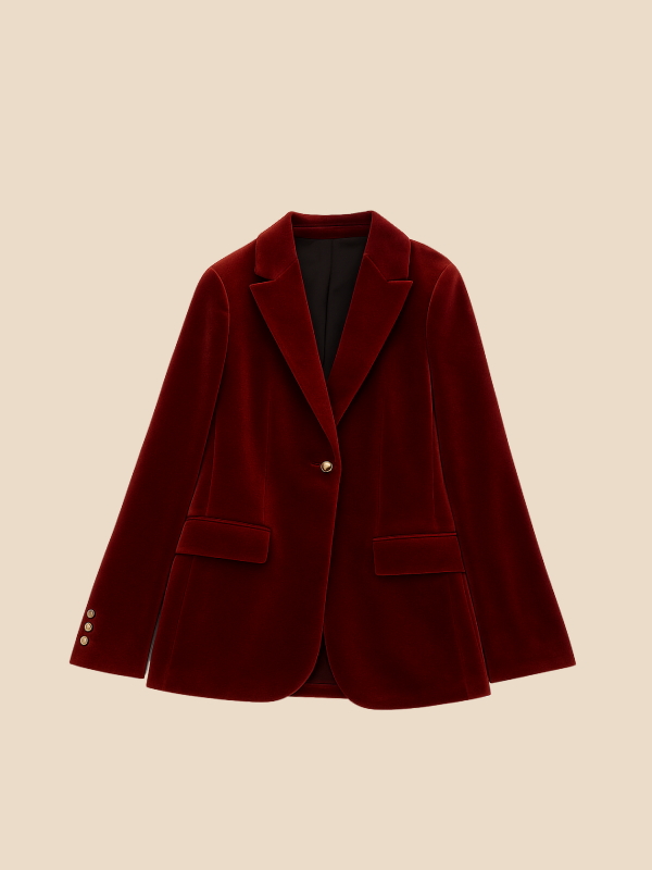 Veste en Velours à Boutons pour Femmes