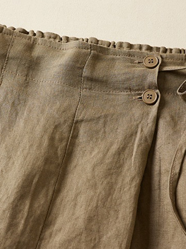 Short ample à taille élastique, couleur unie