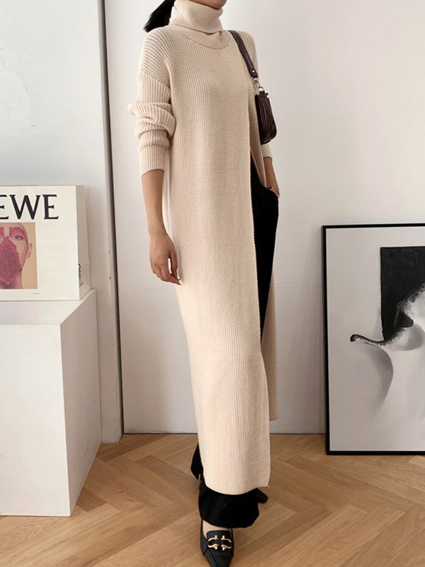 Robe ample fendue devant couleur unie
