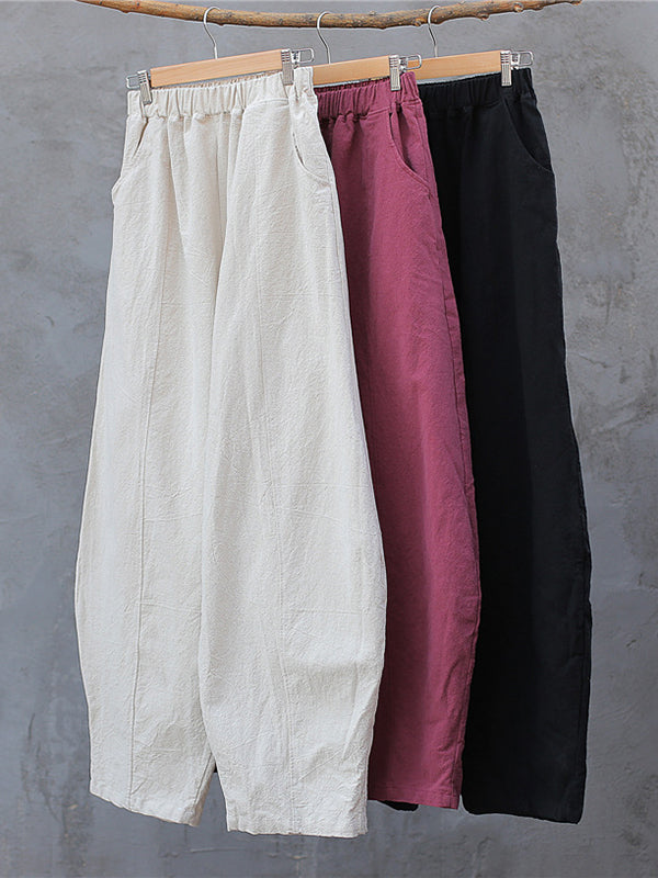 Pantalon simple taille haute, à jambes larges, couleur unie