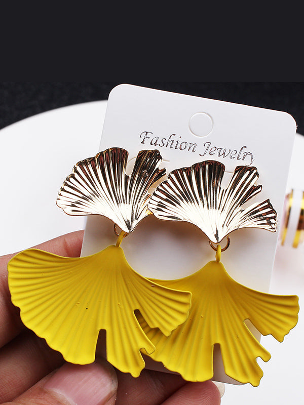 Boucles d'oreilles pendantes géométriques en forme de feuilles