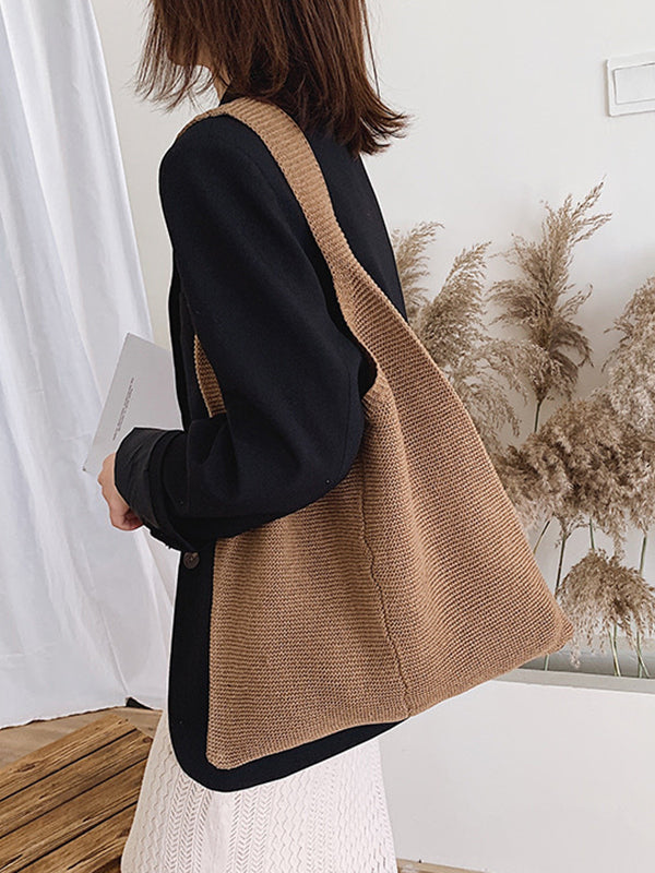 Sacs de couleur unie Sac à main tissé