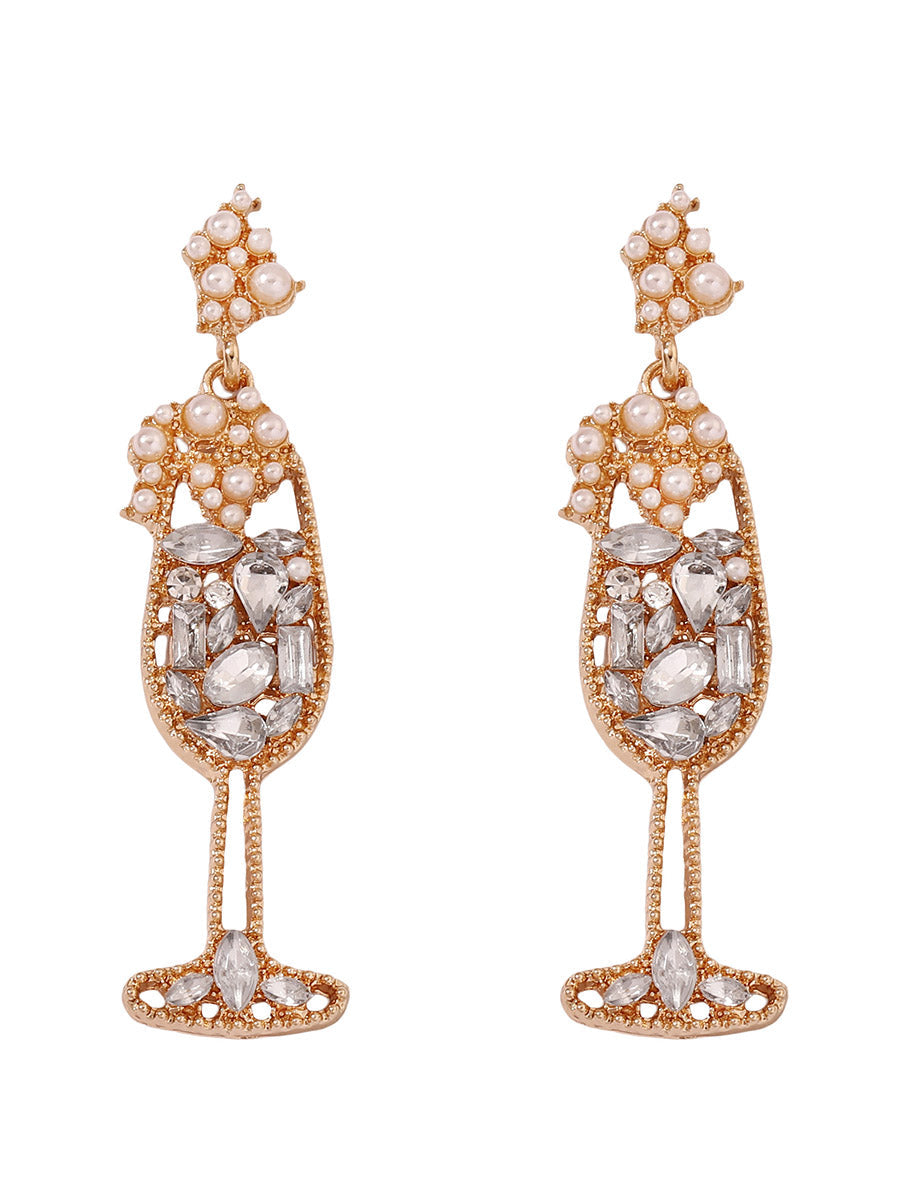 Accessoires de boucles d'oreilles en verre de vin brillant