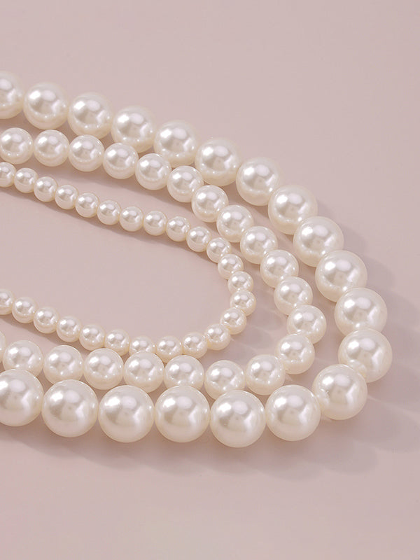 Colliers trois pièces en perles d'imitation, accessoires, collier délicat