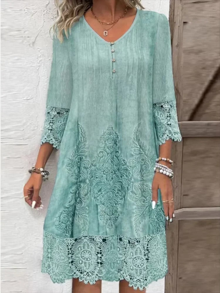 Nora | Robe tunique Boho à fleurs pour femmes avec manches en dentelle