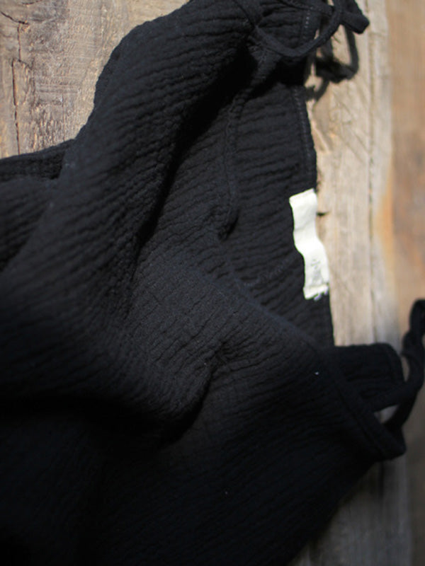 Robe courte ample vintage, à fines bretelles, sans manches, couleur unie
