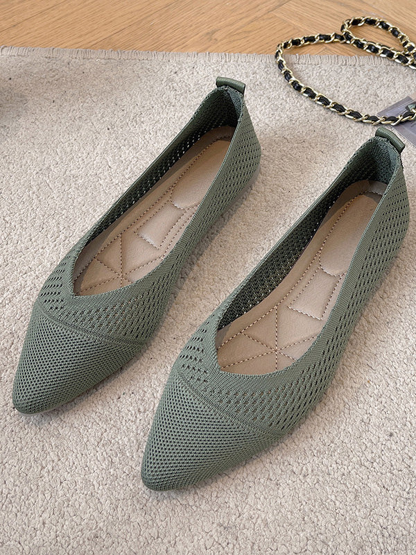 Chaussures plates creuses respirantes de couleur unie