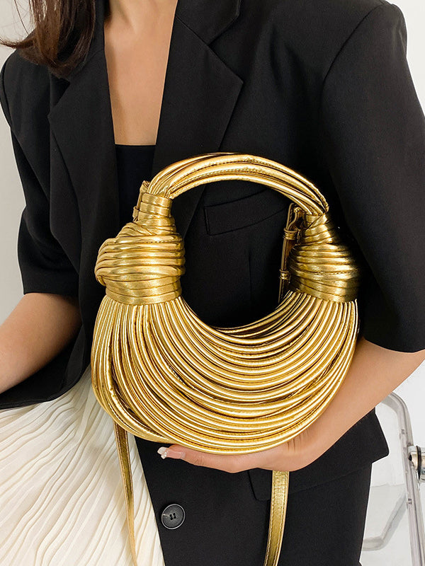 Sac bandoulière brillant à empiècements, couleur unie