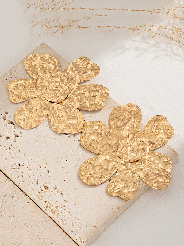 Boucles d'oreilles à coupe irrégulière, en forme de fleur