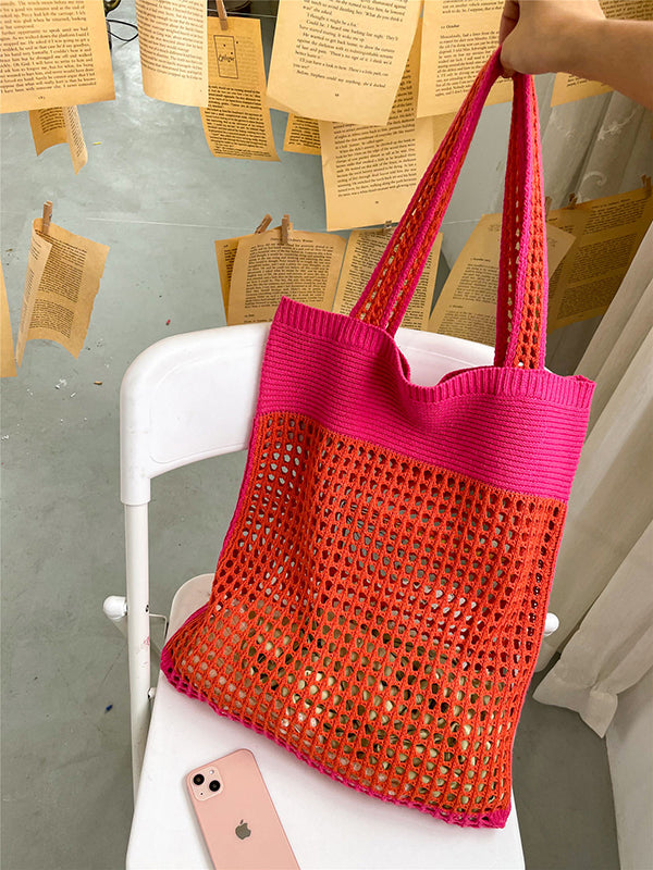 Accessoires de sacs creux de couleur contrastée de plage