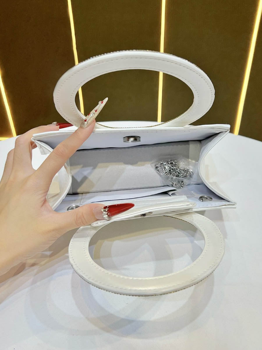 Sac à main à chaîne, à strass, à empiècements