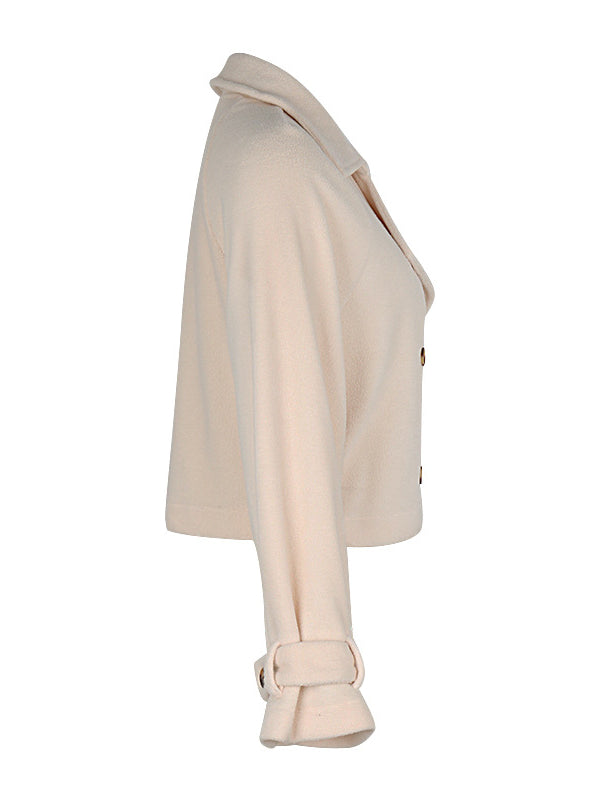 Veste ample boutonnée à manches longues, à empiècements, à col cranté