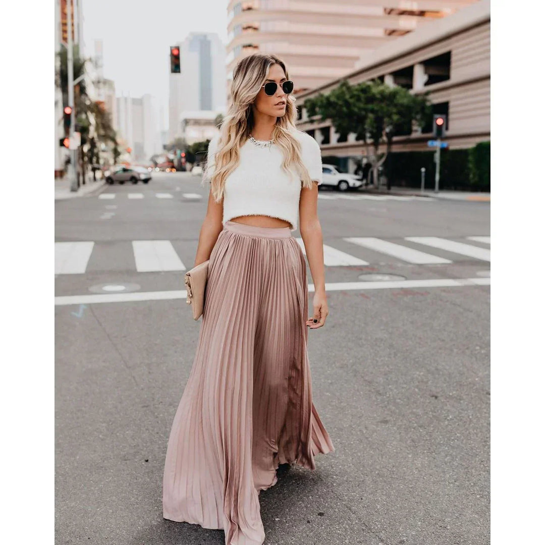 Veluna – Jupe maxi plissée stylée
