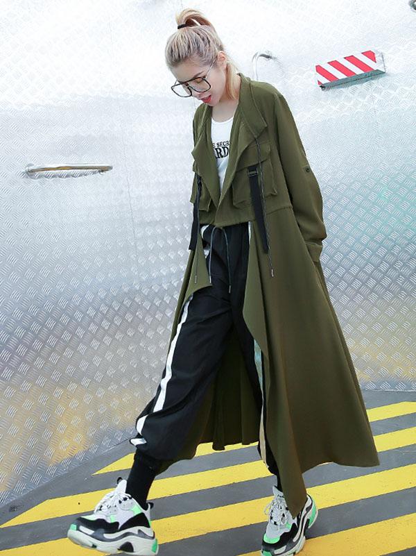 Trench-coat uni ample et léger