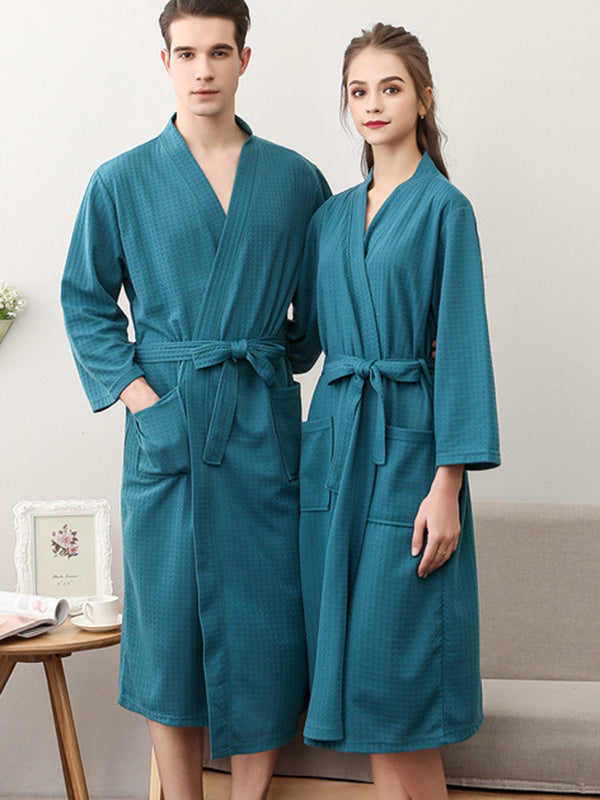 Robe de pyjama fine à bandage solide et confortable