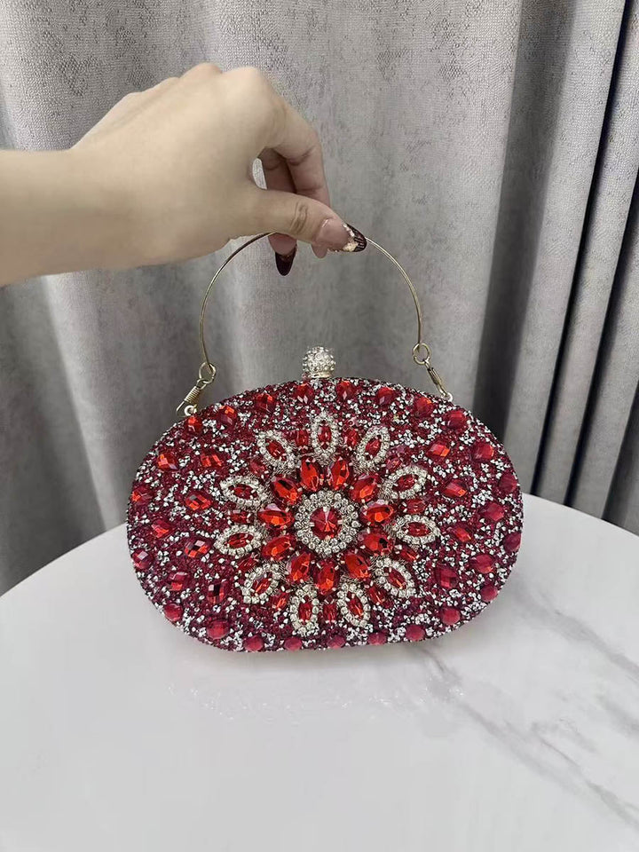 Pochette de soirée géométrique brillante à strass