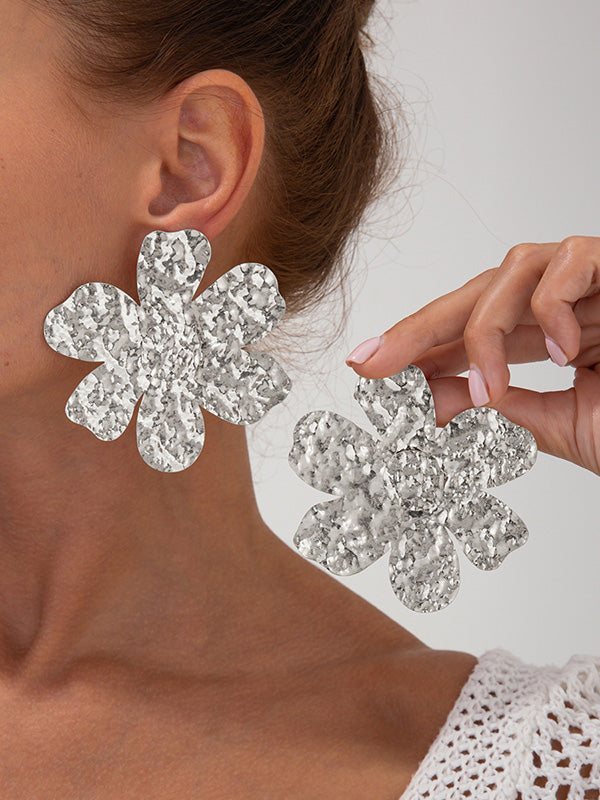 Boucles d'oreilles à coupe irrégulière, en forme de fleur