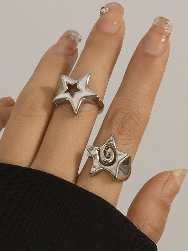 Bague réglable ajourée normcore, en forme d'étoile