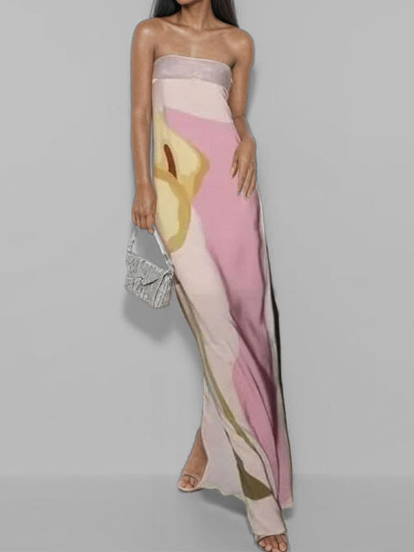 Robe longue ample imprimée grande taille, à empiècements, bustier