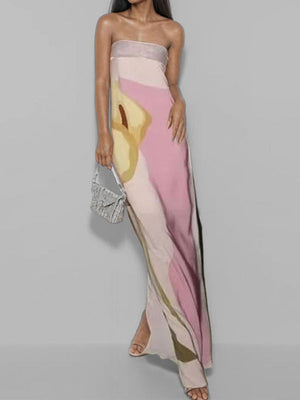 Robe longue ample imprimée grande taille, à empiècements, bustier