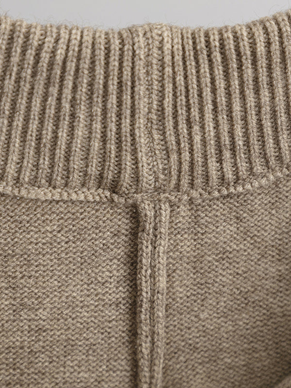 Ensemble deux pièces urbain ample à capuche, à ourlet plongeant, à jambes larges, couleur unie – pull + pantalon