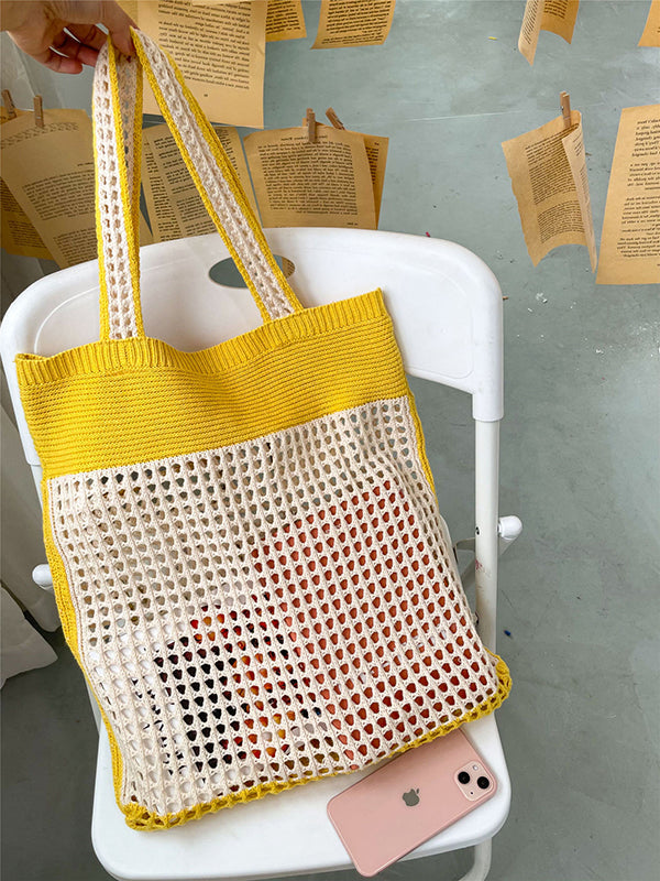 Accessoires de sacs creux de couleur contrastée de plage